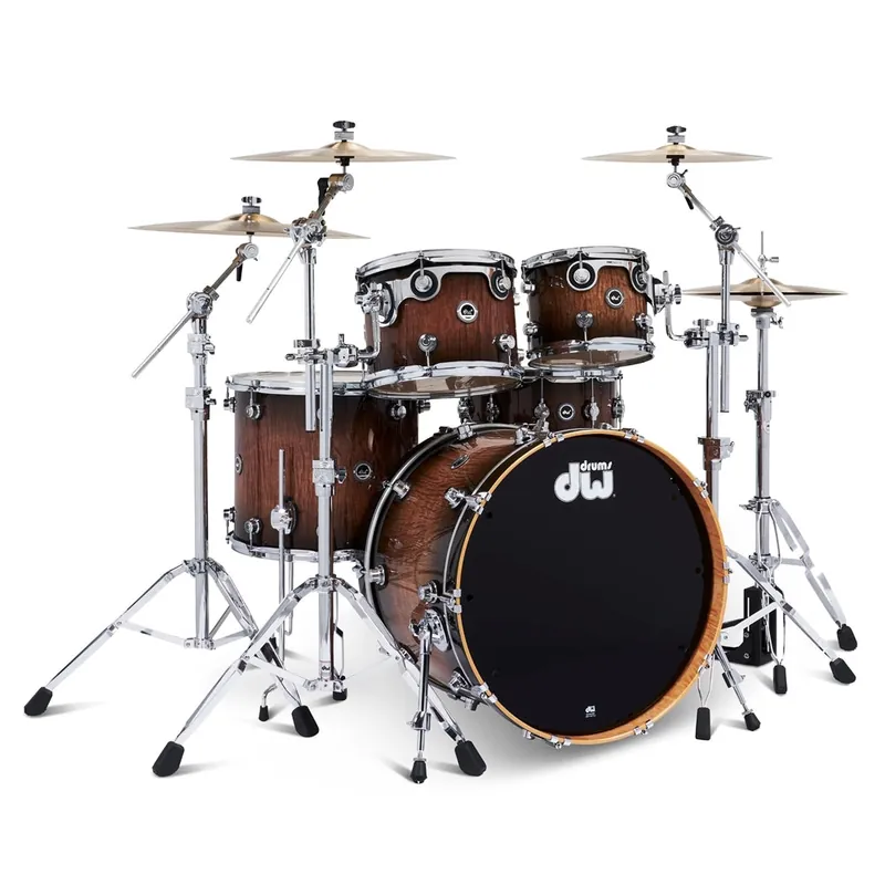Premium DW Drums - DWe 5-Piece Wireless Acoustic/Electronic Drum Kit Bundle - DEKTEX05TBCMBCP Candy Black Burst Over Curly Maple Exotic