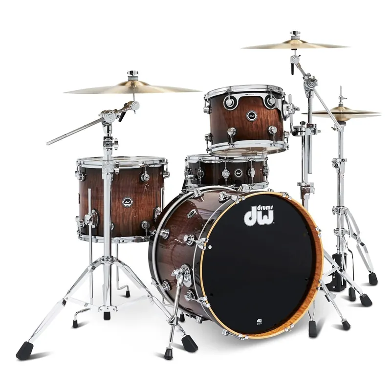 Same Day Shipping DW Drums - DWe 4-Piece Drum Kit Bundle - DEKTEX04TACMBCP Candy Black Burst Over Curly Maple Exotic