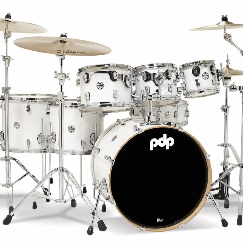 Same Day Shipping PDP - Concept Maple - Pearlescent White - Chrome HW 7 Pieces - PDCM2217PW - No hardware or cymbals included - PDCM2217PW