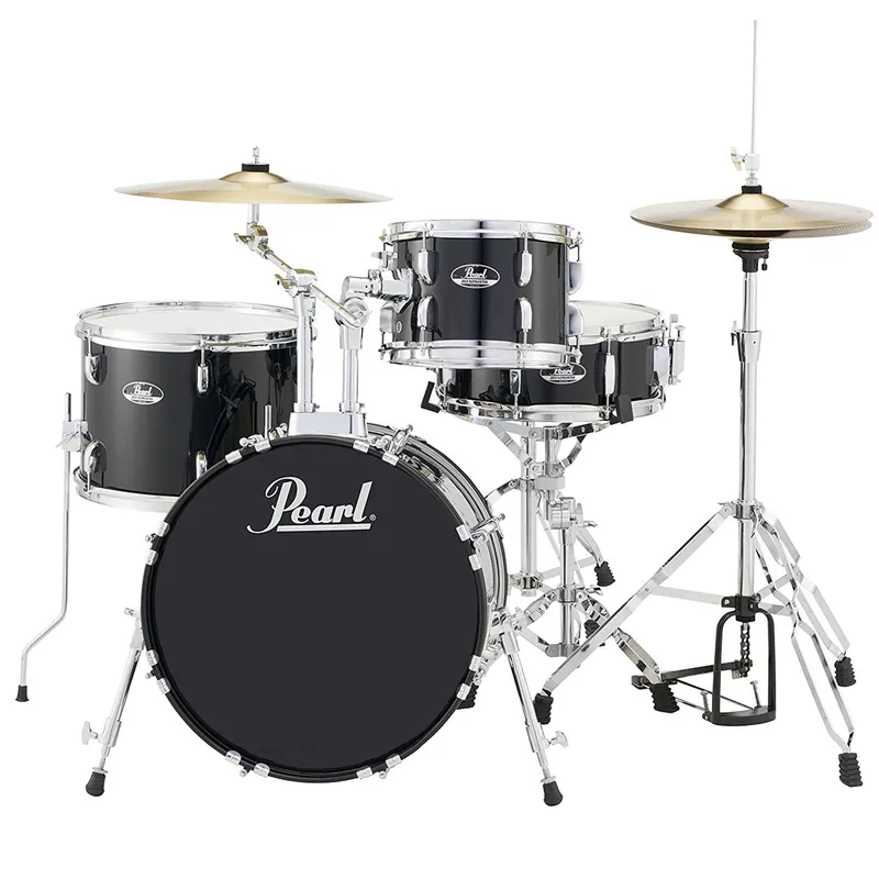 Pearl - Roadshow 4-Piece Drum Set Jet Black with Hardware, Cymbals & Throne RS584CC31 Express Delivery