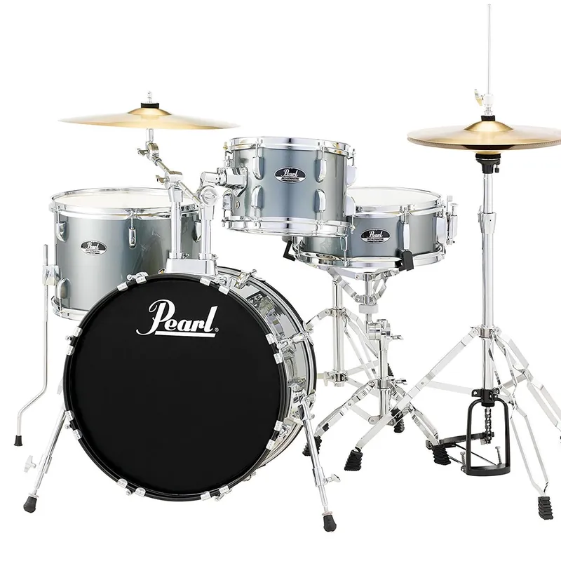 Pearl - Roadshow 4-Piece Drum Set Charcoal Metallic with Hardware, Cymbals & Throne RS584CC706 Clearance
