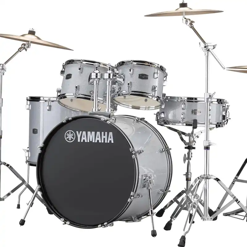 Get Yours Yamaha - Rydeen 5-Piece Drum Kit Silver Glitter with Hardware and Cymbals RDP2561 SLG