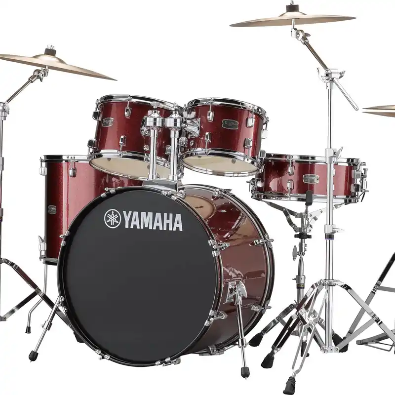 Handmade Yamaha - Rydeen 5-Piece Drum Kit Burgundy Glitter with Hardware and Cymbals RDP2561 BGG