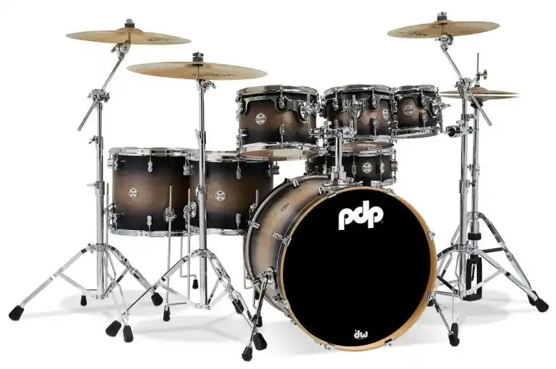 Fast Shipping PACIFIC DRUMS & PERC - Concept Maple 7-Piece Maple Shell Pack - Satin Charcoal Burst - PDCM2217SCB