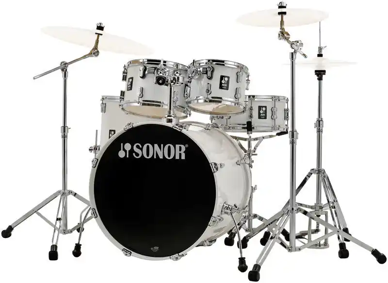 Fast Shipping Sonor - AQ1 Stage 5-Piece Drum Set With 22" Bass Drum & Hardware - Piano White - AQ1-STAGE-SET-PW