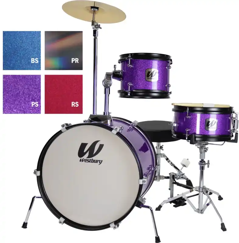 Westbury - 3-Piece Junior Drum Set Complete With Throne - Blue Sparkle Finish - WST-JR3-BS Get Yours