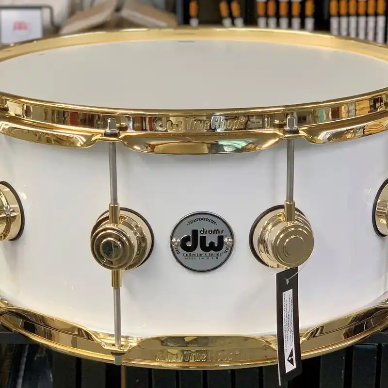 DW Drums - Collector's Series Snare 6.5x14 Gloss White with Gold Hardware Latest