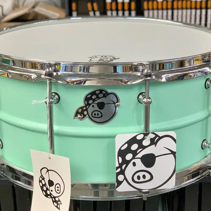 Super Sale Pork Pie - Green Aluminum Snare 6.5x14 ** Factory 2nd **