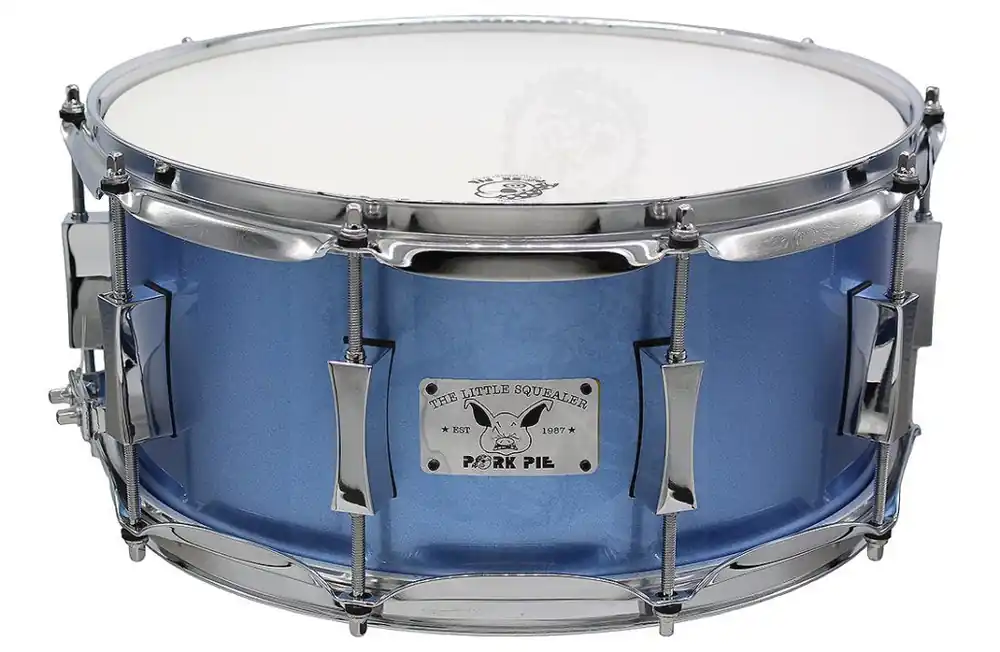 Free Returns Pork Pie - Little Squealer Birch Mahogany Snare 6.5x14 Porcaro Blue Metallic