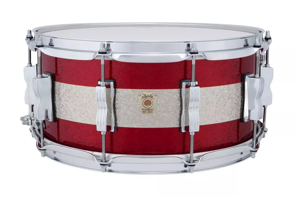 Luxury Ludwig - Classic Maple 6.5 x 14" Snare Drum - Red/Silver Tri-Band - LS403XX3D