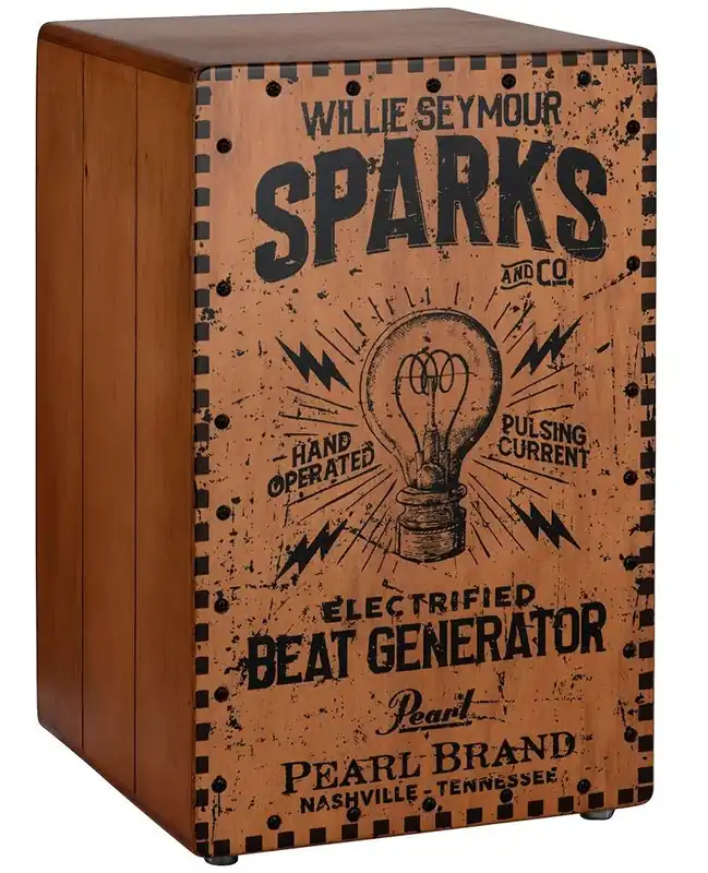 Holiday Sale Pearl - Electronic Crate Style Cajon, Willie Seymour Sparks Graphic Finish PBEC-210