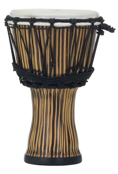 While Supplies Last Pearl - 7" Rope Tuned Djembe, Zebra Grass PBJVR-7-698