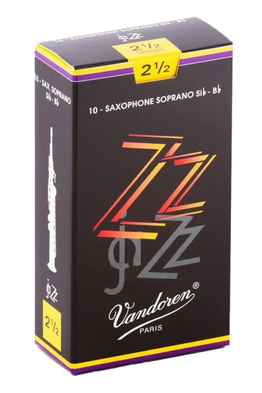 Deal Vandoren - Soprano Sax ZZ Reeds Strength 2.5; Box of 10 - SR4025