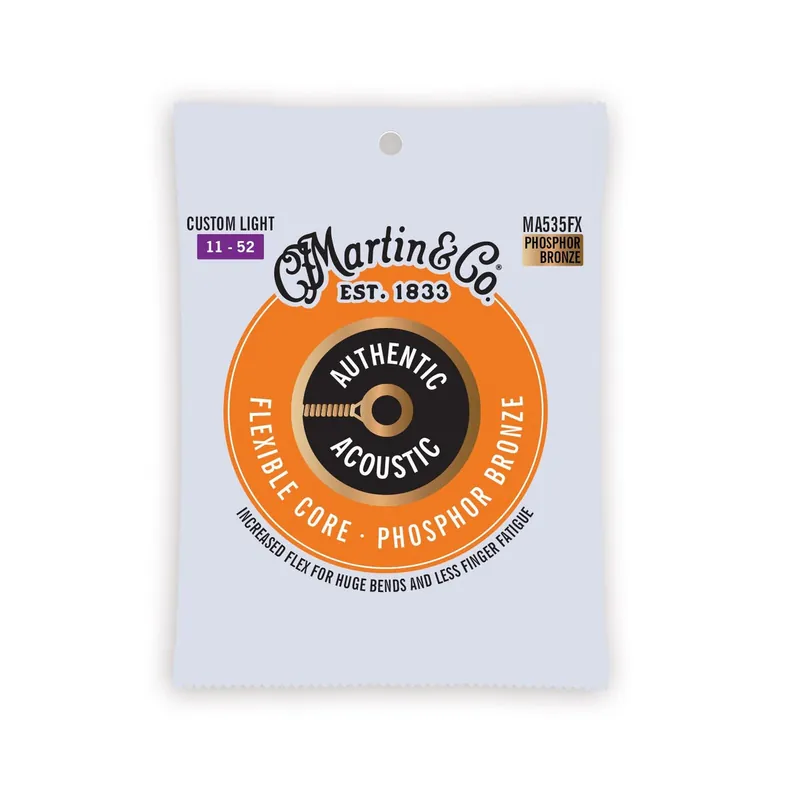 Trending Martin - Authentic Acoustic Flexible Core Guitar Strings Phosphor Bronze - Custom Light - MA535FX
