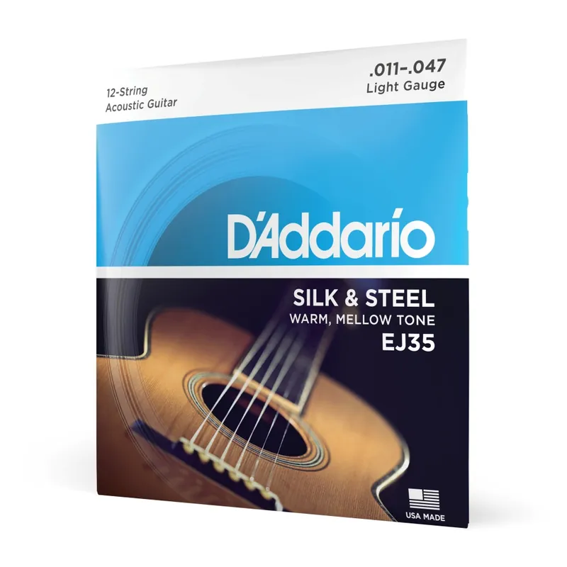 Professional Grade D'Addario - EJ35 Silk & Steel 12-String Folk Guitar Strings - 11-47
