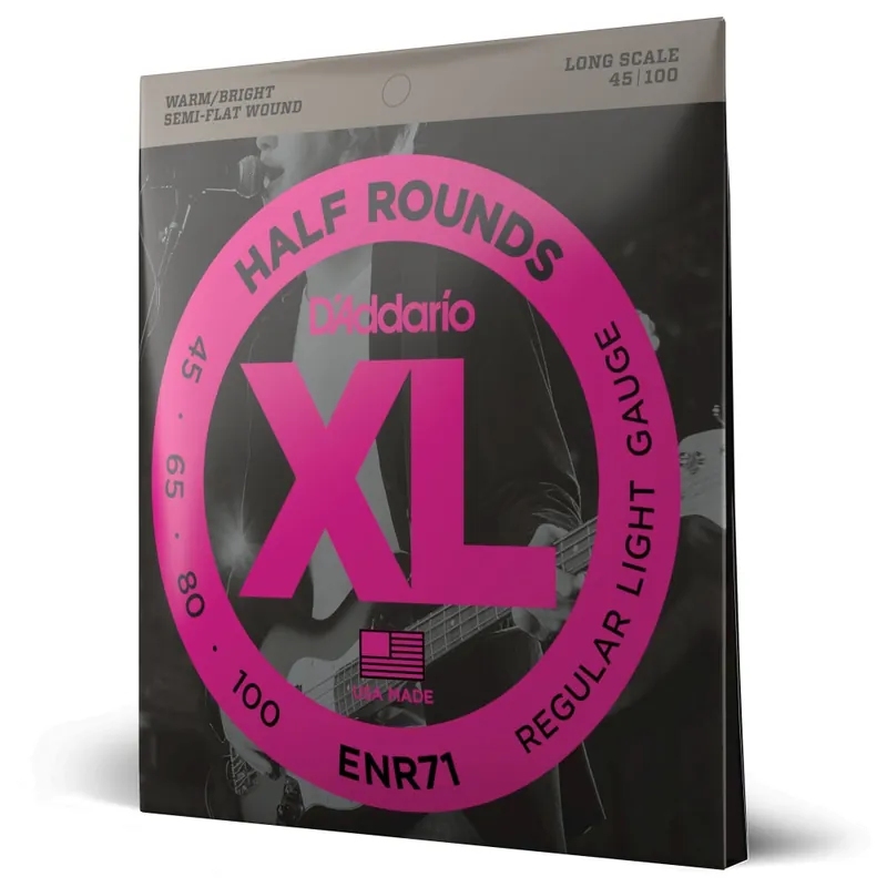 D'Addario - ENR71 Half Round Bass Guitar Strings, Regular Light, 45-100, Long Scale Buy Direct