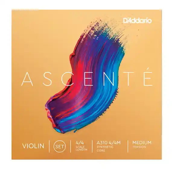 D'Addario - A310 4/4M Ascenté Violin String Set- 4/4 Scale- Medium Tension Original