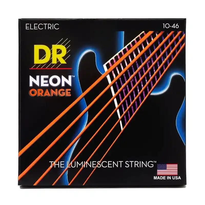 DR Handmade Strings - Neon Orange Coated Electric Guitar Strings - Medium (10-46) - NOE-10 Limited Time