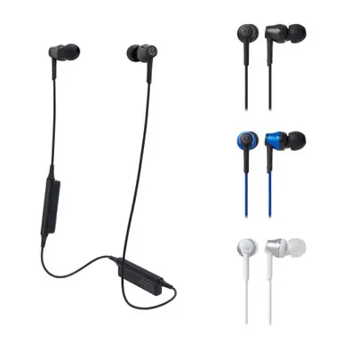 Audio-Technica ATH-CKR35BT Sound Reality Wireless in-Ear Headphones with Mic, Blue Handmade