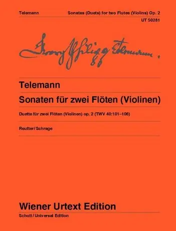 Holiday Sale Telemann 6 Sonatas for 2 flutes (or violins) Opus 2