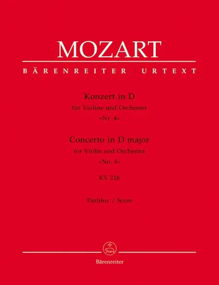 Mozart Concerto for Violin and Orchestra no. 4 in D major K. 218 Full Score Budget