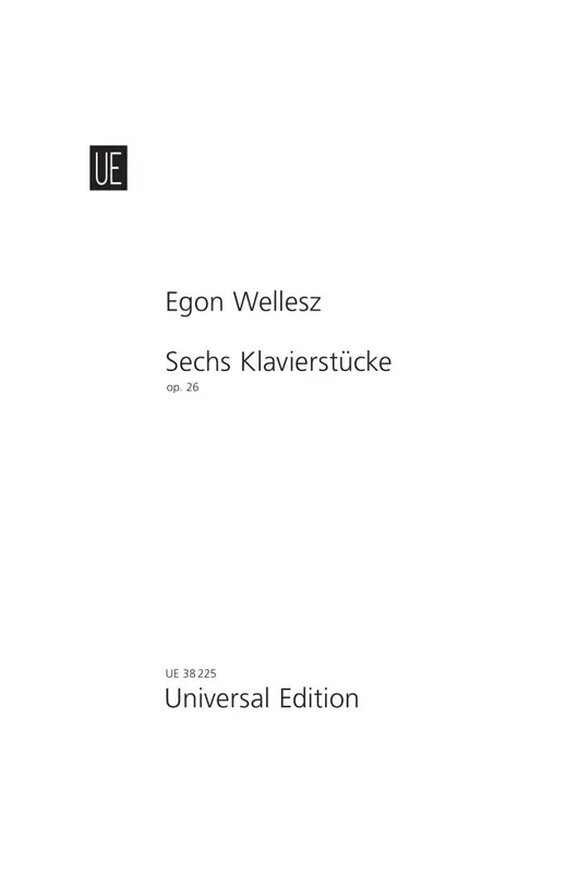 Wellesz Sechs Klavierstucke Opus 26 (6 Piano Pieces) Certified