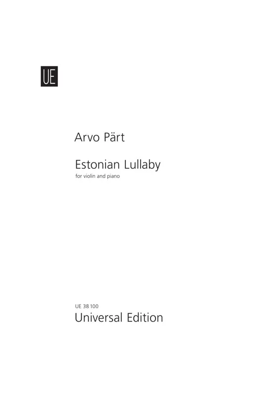 Pärt: Estonian Lullaby Buy Direct
