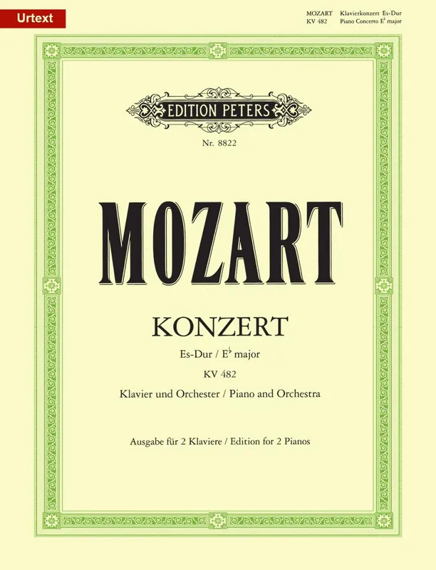 Next Day Delivery Mozart Piano Concerto No. 22 in E flat K482 (Edition for 2 Pianos)