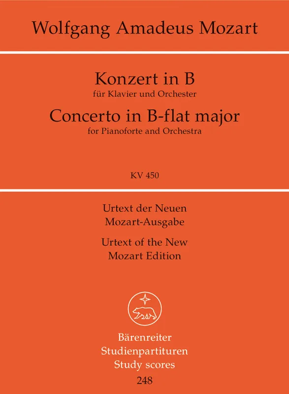 Authentic Mozart Piano Concerto B-flat major K. 450 -Concerto for Piano and Orchestra- (Study Score)