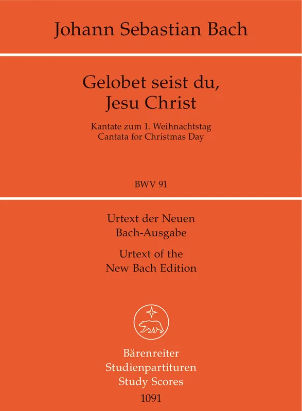 Bach Gelobet seist du, Jesu Christ BWV 91 Study Score While Supplies Last