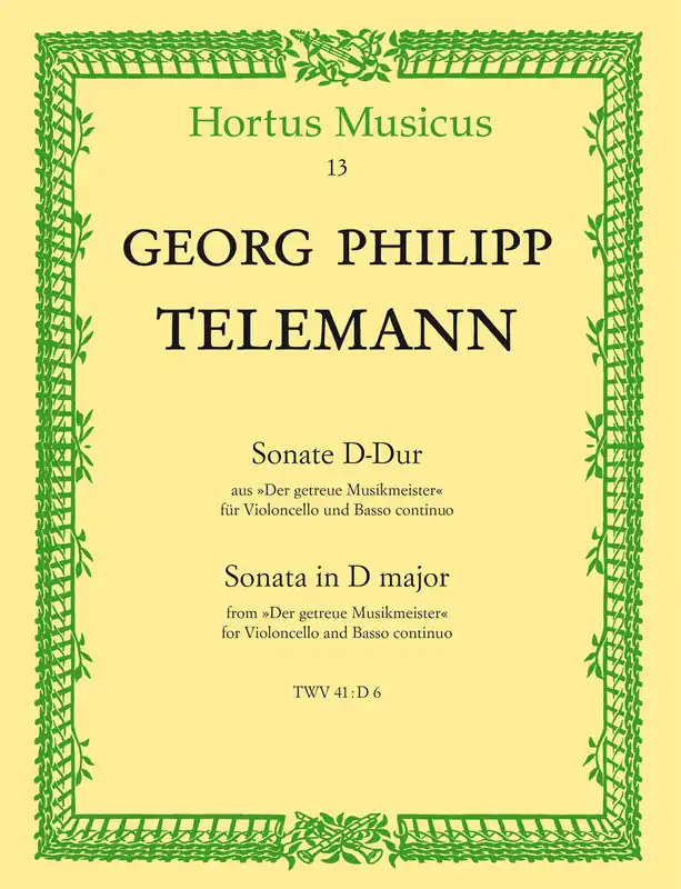 Fresh Stock Telemann Sonata für Violoncello und Basso continuo D major TWV 41:D6 (from "Der getreue Musikmeister")