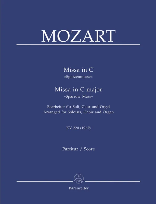 Mozart Missa C major K. 220 (196b) "Sparrow Mass" (Arranged for Soloists, Choir and Organ) Bulk Order