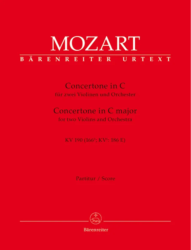 Low Price Mozart Concertone for two Violins and Orchestra C major K. 190 (166b; KV6:186 E) -three movements for two violins and Orchestra (KV 166b/ KV6: 186 E)-