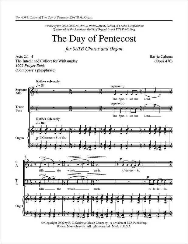 Bargain Cabena The Day of Pentecost SATB