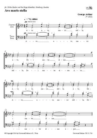 Last Chance Arthur: Ave maris stella for mixed choir (SATB) a cappella