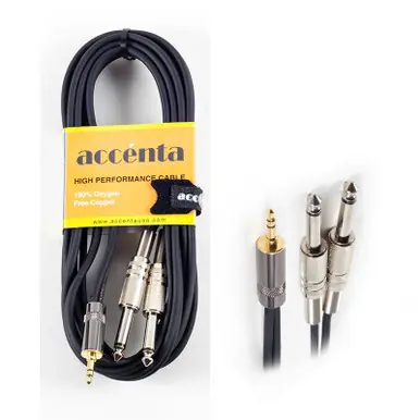 Accenta 3.5mm (1/8") TRS Stereo - Dual 1/4" Mono cable - 3' Seasonal Sale
