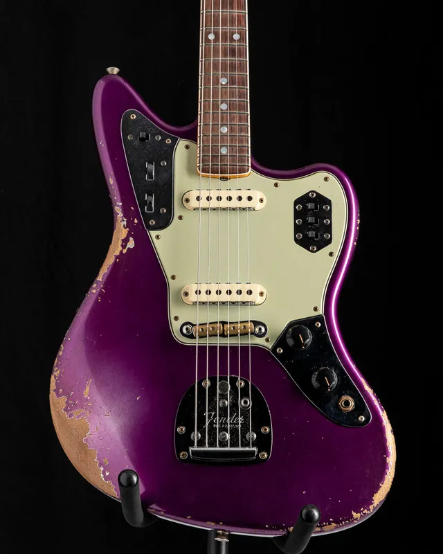 Used Fender Custom Shop 1965 Jaguar Heavy Relic Faded Purple Metallic Money Back Guarantee