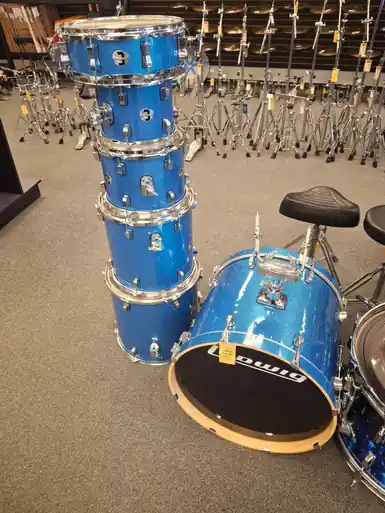 Used Ludwig ELEMENT EVOLUTION Drum Shell Kit Blue 22" Kick Drum Direct From Factory
