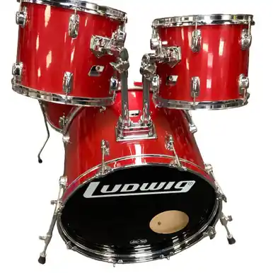 Seasonal Sale Used Ludwig 90S 4 PC ROCKER Drum Kit Red 22" Kick Drum