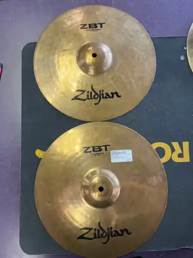 Used Zildjian 14 ZBT ROCK HI HAT Hi Hat Cymbals 14" Worldwide Shipping