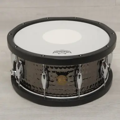 Used Gretsch 14x6.5 Hammered Black Steel Wood Hoop Snare Drum Limited Time