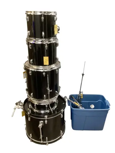 Used Pacific 5 PC DRUM KIT W/ HARDWARE Drum Shells and Hardware Black Low Price