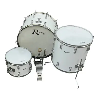 Buy Today Used Rogers 9/72 Era Powertone 3 Piece Vintage Drum Shell Kit White
