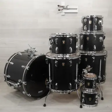 Special Discount Used Ludwig 8pc Classic Maple Drum Shell Kit Black Sparkle