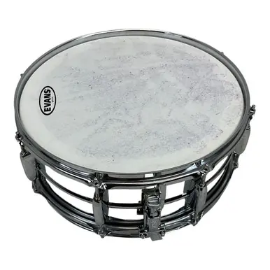 Used Pearl MIRROR CHROME STEEL SNARE Metal Snare Drum 14" Worldwide Shipping