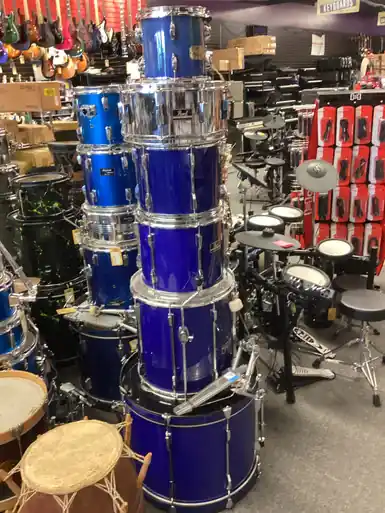 Latest Used Pearl EXPORT 6 PC + KICK Drum Shell Kit Blue 22" Kick Drum