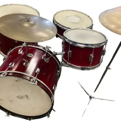 Used KENT VINTAGE 4 PIECE Drum Kit Red 20" Kick Drum Cheap