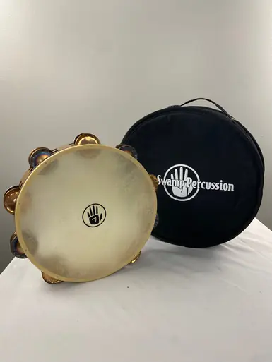 Used BLACK SWAMP TAMBORINE Percussion Instrument Premium