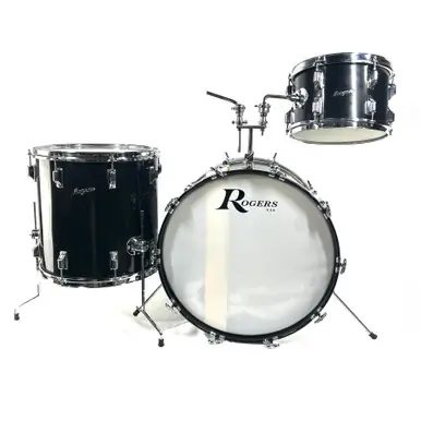 Holiday Sale Used Rogers 1970S POWERTONE 3PC Vintage Drum Shell Kit Black