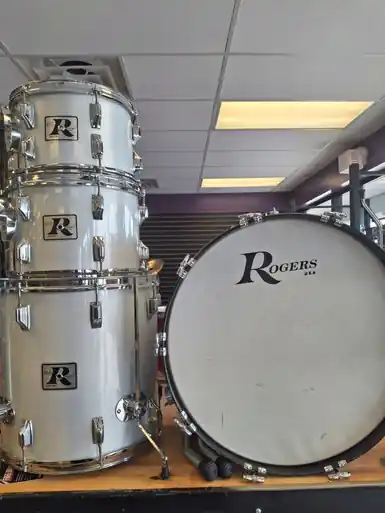 Used Rogers LONDON 4 PCK KIT Vintage Drum Shells and Hardware Silver/Gray 22" Kick Drum Authentic